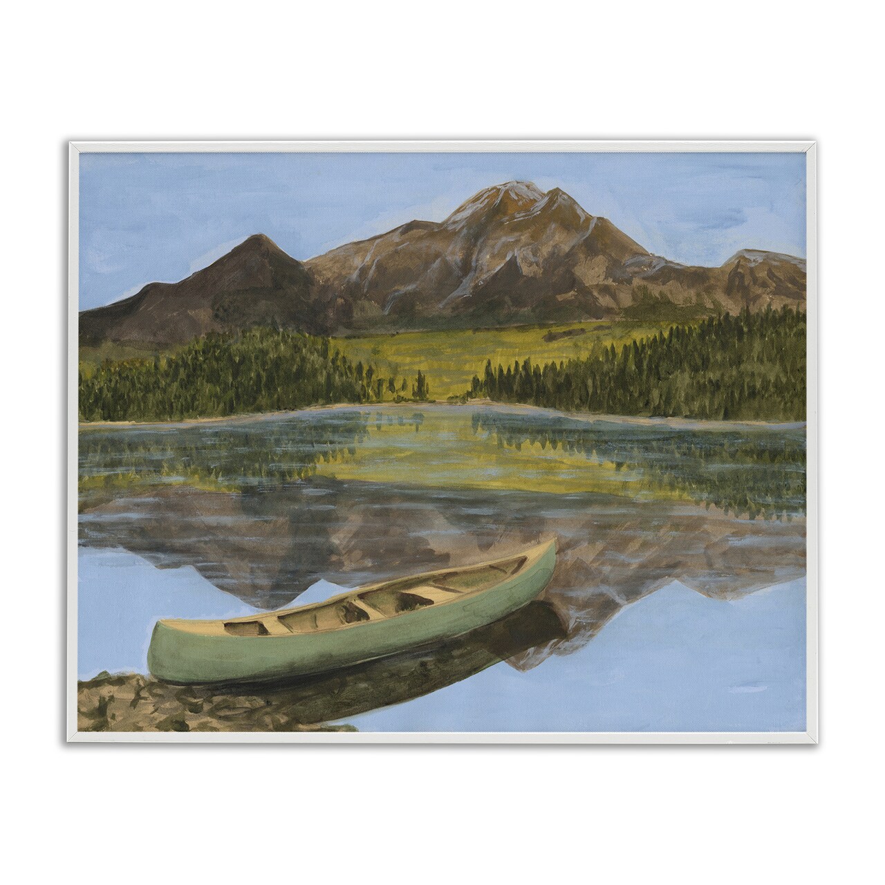 Stupell Industries Alpine Lake with Canoe Framed Giclee By Michael Willett